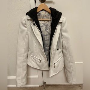 G by Guess White Blazer with Gray Hood XS